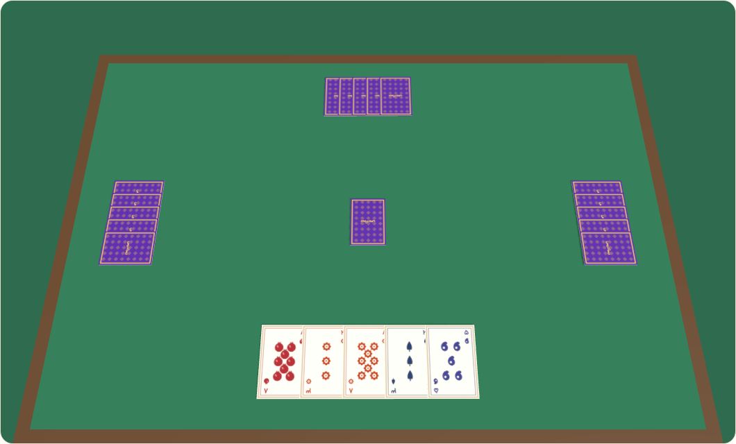 A Hokm card table with the ZIBADIS deck
